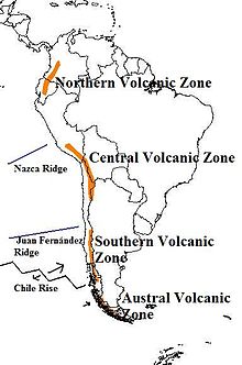 There are four separate volcanic belts in the Andes, as there are gaps without volcanism between them
