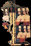 Manichaean priests (Uyghur Turks) writing Sogdian manuscripts, in Khocho, Tarim Basin, c. 8th/9th century AD