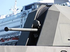 Bofors 57/70 Mark 3 with standard mount on Finnish missile boat Hamina-class missile boat.