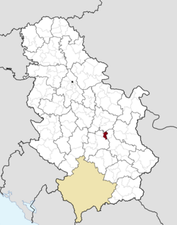 Location of the municipality of Ćićevac within Serbia