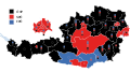 Map showing the results of the election on the sub-constituency level. The boxes indicate seats won on that level (Grundmandate)