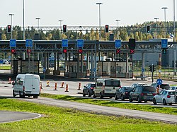 The car traffic on the Finnish side of the Russian border at the Nuijamaa Border Crossing Point in 2017