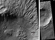 Penticton Crater gullies, as seen by HiRISE