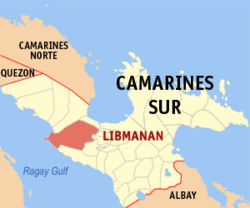 Map of Camarines Sur with Libmanan highlighted