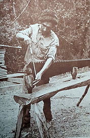 Pitsaw being sharpened