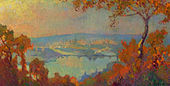 Rouen, vue de la Seine, oil on canvas, 48.9 × 94 cm