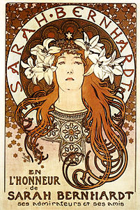 Postsr of Sarah Bernhardt by Alphonse Mucha (1896)