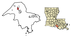 Location of Baldwin in St. Mary Parish, Louisiana.