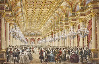 Max Berthelin, The salle des fêtes of the Hôtel de Ville of Paris for the visit of Queen Victoria on 23 August 1855.