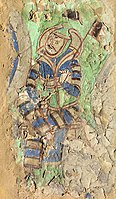 Warrior in armour, ceiling of Cave 38.[156]