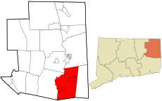 Plainfield's location within Windham County and Connecticut