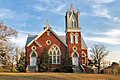 The First Universalist Church of Camp Hill was designed by Birmingham architect Daniel A. Helmich and built in 1907 using indigenous material. It was added to the Alabama Register of Landmarks and Heritage on March 13, 1996.