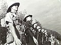 Members of the 5th Battalion, Victorian Scottish Regiment, a militia unit, on parade in April 1940