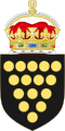The arms of the Duchy of Cornwall with coronet