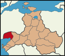 Map showing Edremit District in Balıkesir Province