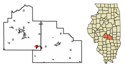 Location of Pana in Christian County, Illinois.