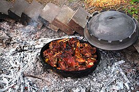 An example of cooking lamb in the sač