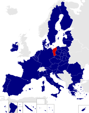 Map of the European Parliament constituencies with Lubusz and West Pomeranian highlighted in red