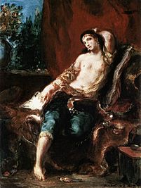 Odalisque (1857) by Eugène Delacroix, a painting with similar pose