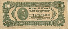 Advertising flyer made to resemble currency