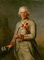 Jean Thurel, in 1788, the "oldest soldier of Europe" in his uniform of fusilier of the Touraine Regiment with his three veteran medals and his Légion d'Honneur (added to the painting in 1804), painting by Antoine Vestier.