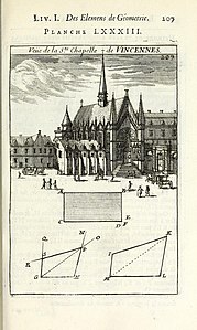 The chapel with flèche, in a geometry textbook (1702)