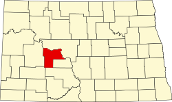 Karte von Mercer County innerhalb von North Dakota