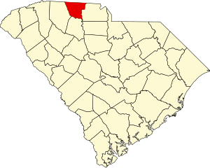 Map of South Carolina highlighting Cherokee County
