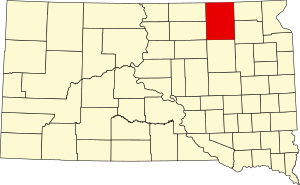 Map of South Dakota highlighting Brown County