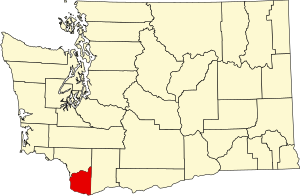 Map of Washington highlighting Clark County