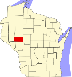 Map of Wisconsin highlighting Eau Claire County