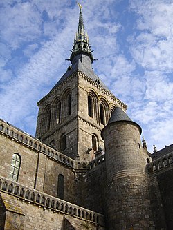 Abbey spire, Mont Saint Michel, France