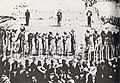 Reconstruction of the execution of Maximilian (right in photograph) Miramón (center) and Mejía (left)