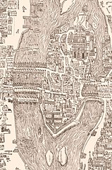 The Ile aux Juifs (bottom right), on the Plan de Bâle (1552)