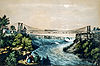 Lithograph of the Niagara Falls Suspension Bridge as seen from the American side