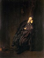 Rembrandt, Old Man Sleeping by a Fire, c. 1629, 52 × 41 cm