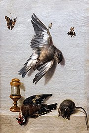 Nature morte avec deux oiseaux morts, une souris et trois insectes Jean-Baptiste Oudry