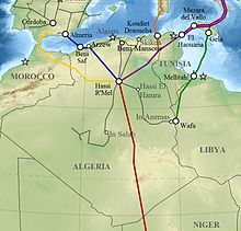 Location of Medgaz pipeline (in blue)