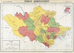 Administrative divisions of Tonkin 1920