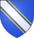 Blue shield with silver and gold diagonal lines
