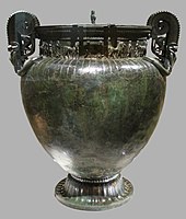 The imported Greek Vix Krater, found in the Vix Grave, France.