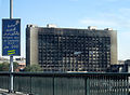 Das Gebäude der Regierungspartei NDP nach dem Brand am 28. Januar 2011