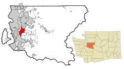 Location of Renton in King County and Washington