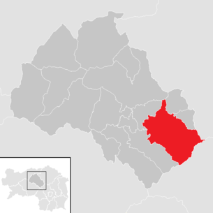 Lage der Gemeinde Leoben im Bezirk Leoben (anklickbare Karte)