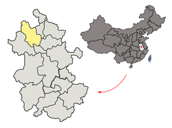 Location of Bozhou City jurisdiction in Anhui