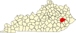 State map highlighting Breathitt County