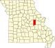 A state map highlighting Gasconade County in the eastern part of the state.