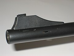 Integral muzzle brake or porting on a Blaser R93 hunting rifle.