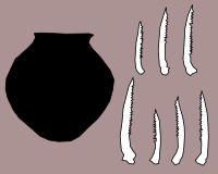 Carved catfish bones, and jar discovered in Maadi