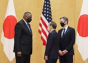 Secretary Blinken and Defense Secretary Lloyd Austin meet with Japanese Prime Minister Yoshihide Suga in Tokyo, March 2021